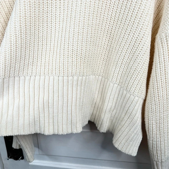 Madewell Women's Ivory Turtleneck Sweater Size L Long Sleeve Boxy Knit Cropped - Picture 9 of 12